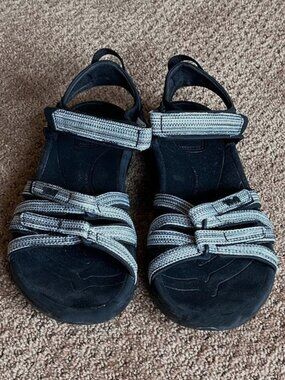 Teva Tirra Hiking Trail 4266 Sandals Women's Ladies 9 US Black White Grey EUC